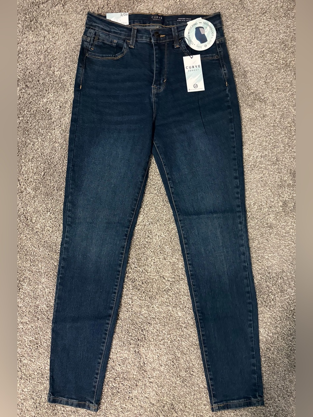 Curve Appeal High Rise Essential Skinny Tummy Tucking Jeans Woman 2/26 NWT